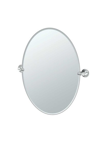 Caf√© Frameless Oval Bathroom Mirror - 19 1/2 inch x 26 1/2 inch in Polished Chrome.
